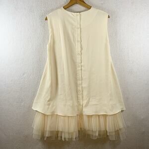 Mable Womens Boxy Tulle Dress Sz L Ivory Romantic Feminine Whimsical